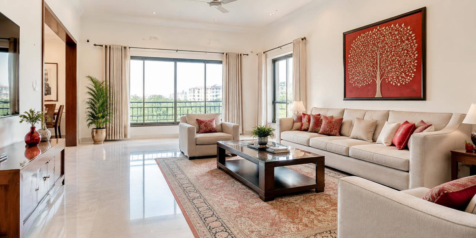 Bright modern living room interior